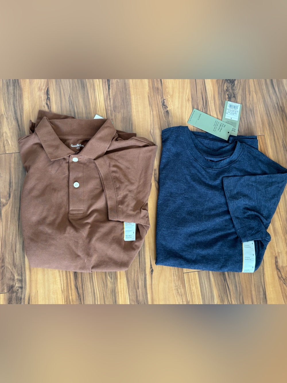 Goodfellow & Co brown polo navy blue basic tee short sleeve size S